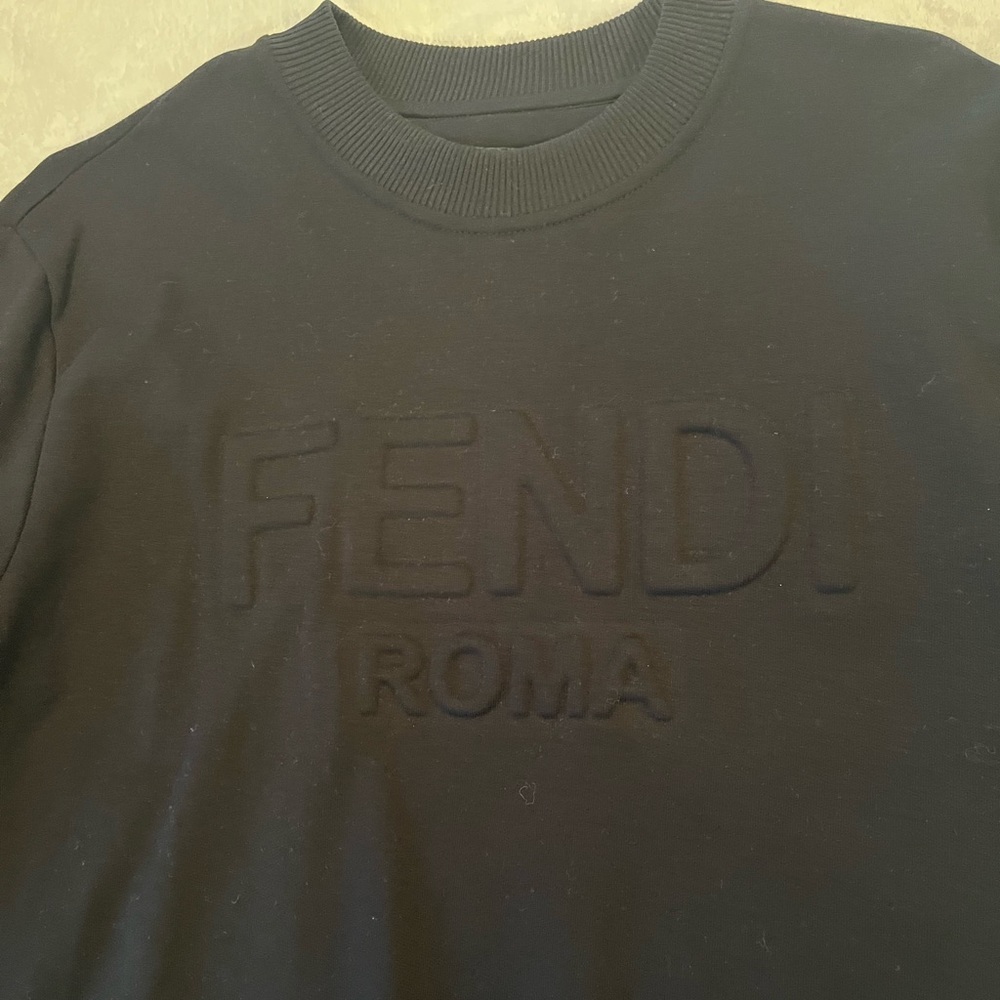 Fendi Black Sweatshirt with Embossed Logo